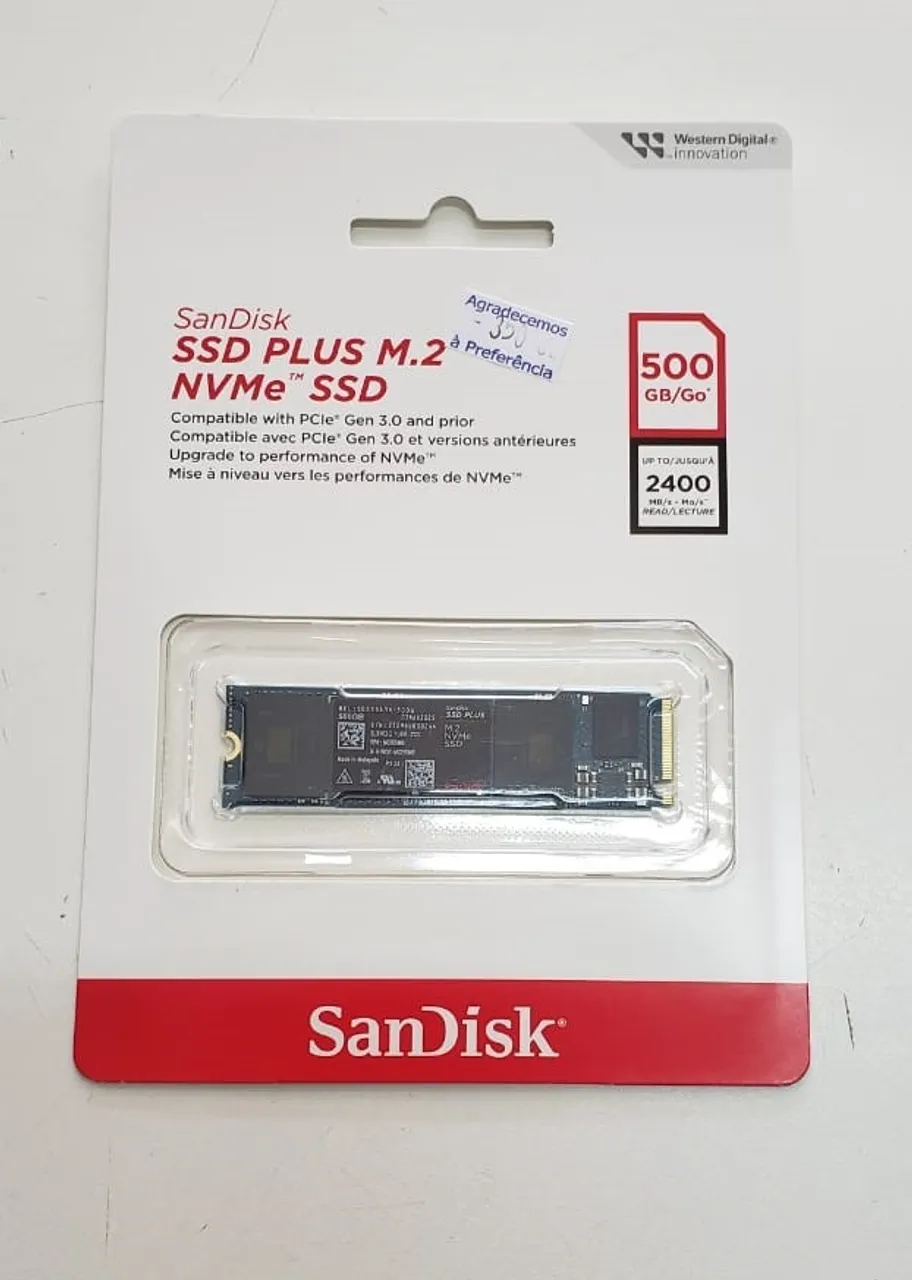 SSD NVMe M.2 500gb Sandisk
