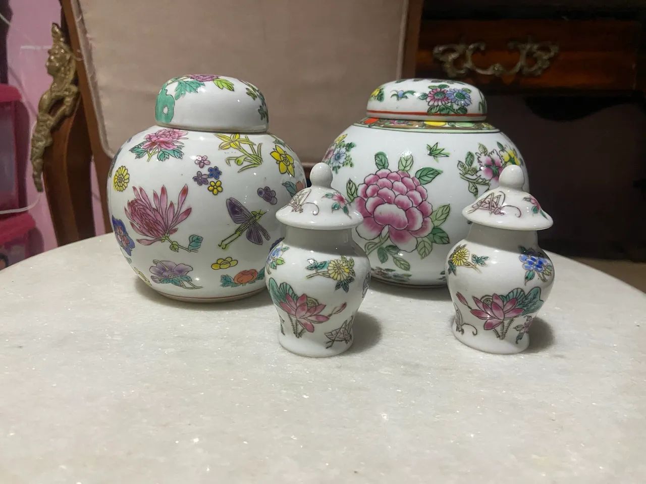4 potiches chineses tem floral lindos!