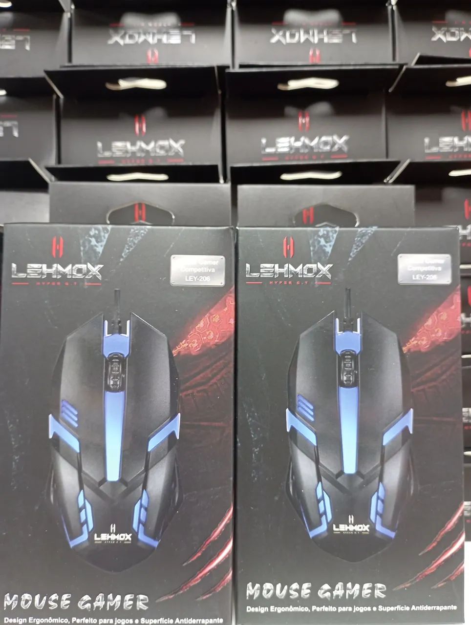 Mouse com fio gamer lehmox rgb