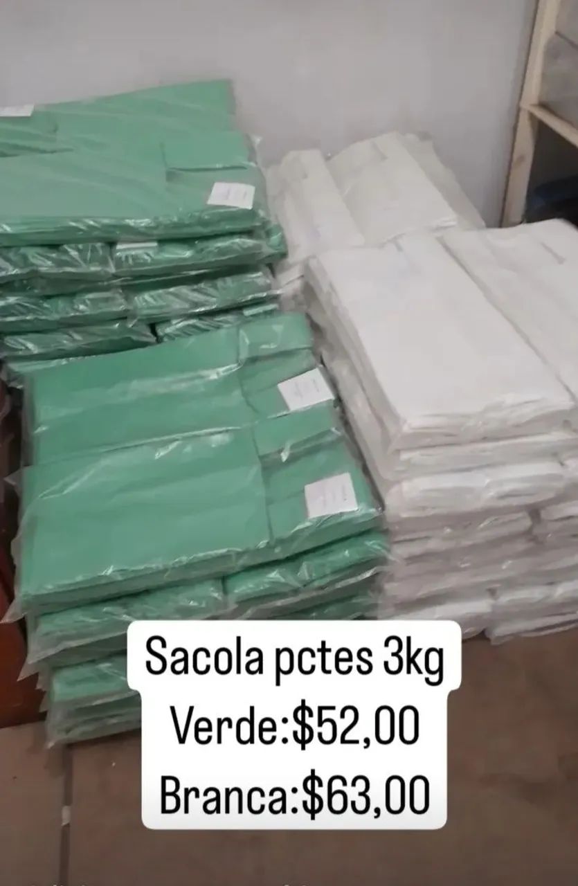 Sacolas p/ Comércio Verde e Branca