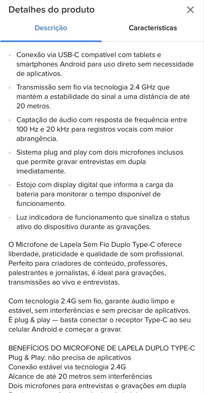 Microfone de lapela tipo C - Foto 3