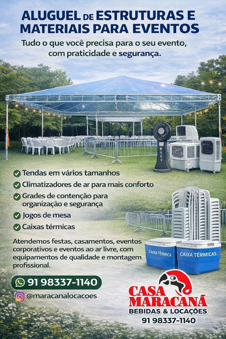 Tenda para locação 3x3 a 10x10