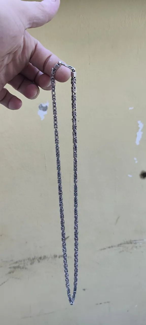 Cordão de prata , 66cm , modelo peruano.  