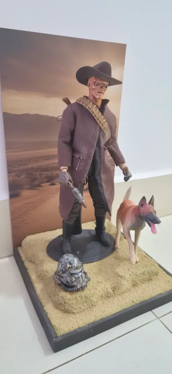Ghoul fallout custom com diorama e cachorro, tipo hot toys, sideshow, Marvel,  - Foto 2