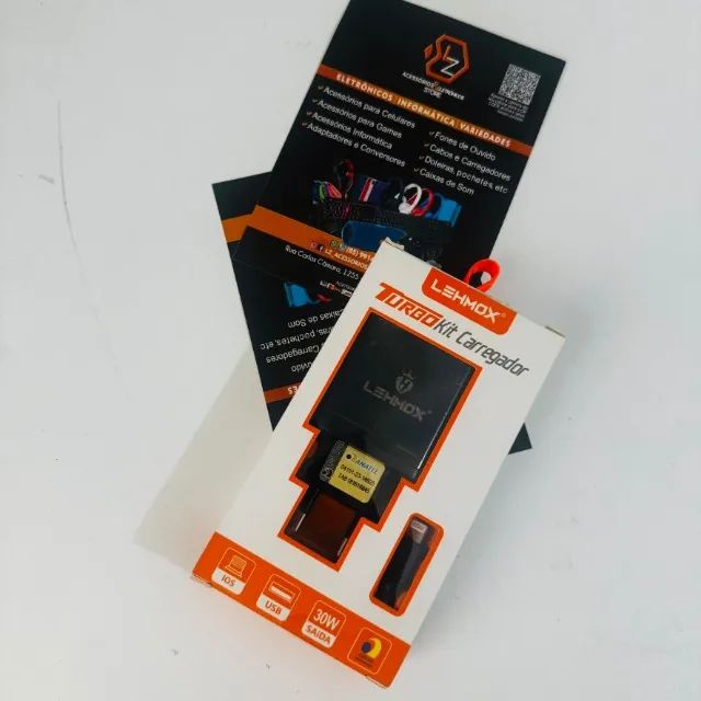 Carregador Turbo Lehmox com cabo para iphone incluso