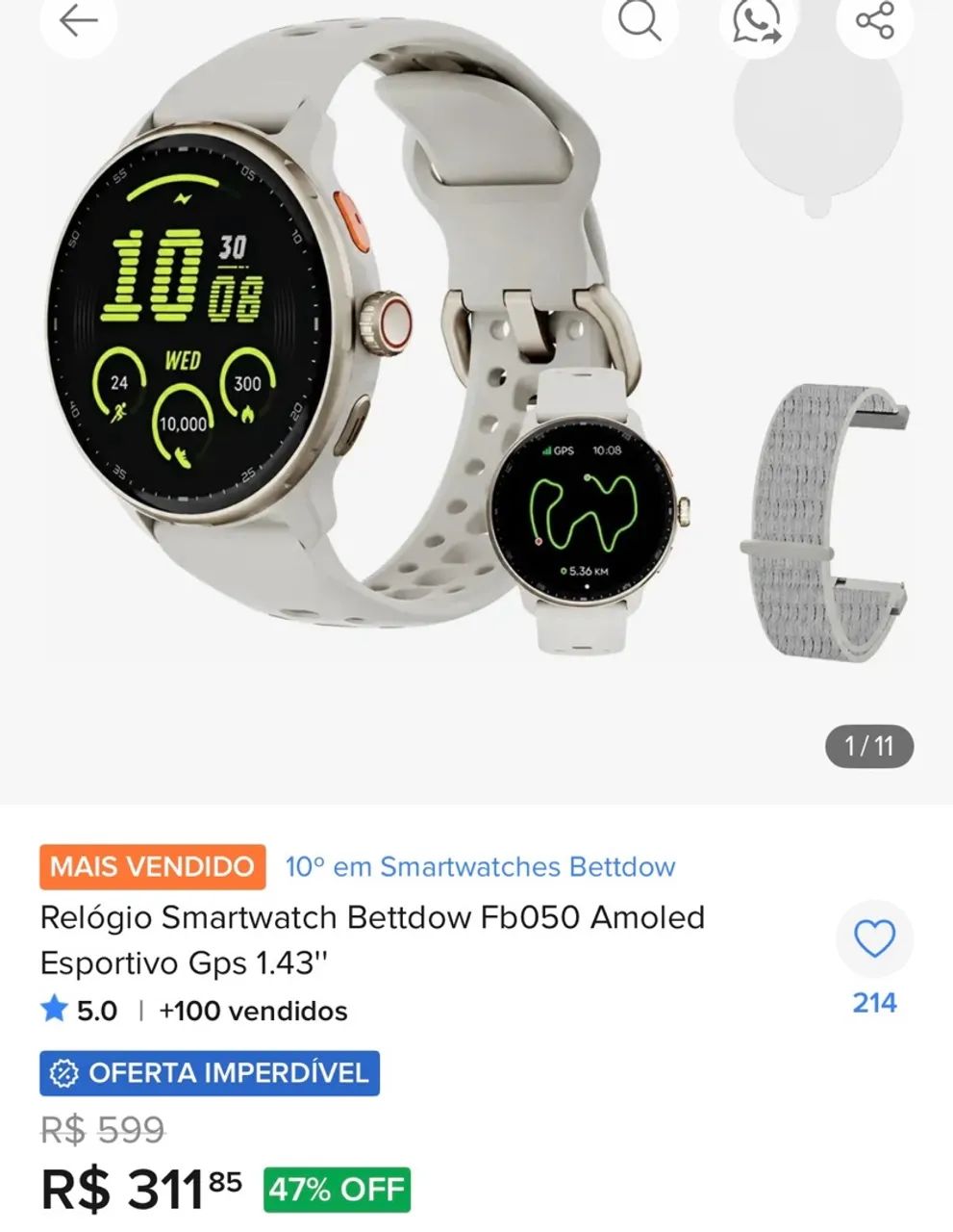 Relógio Smartwatch Bettdow Fb050 com GPS  
