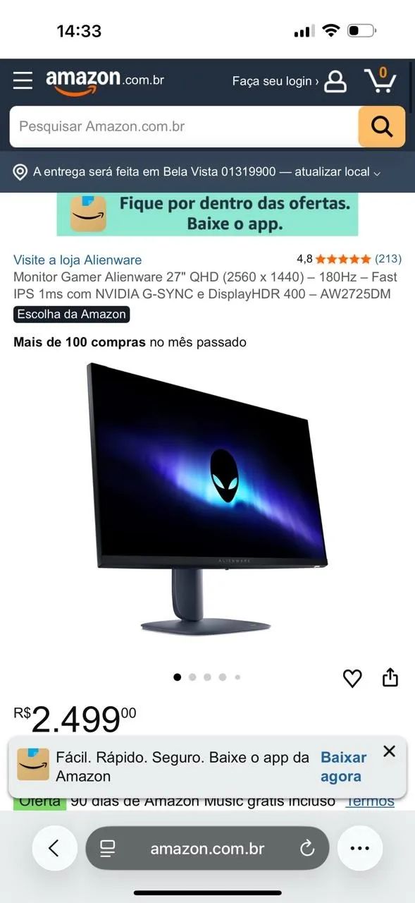Monitor Dell Alienware 27" QuadHD 180hz - Foto 3