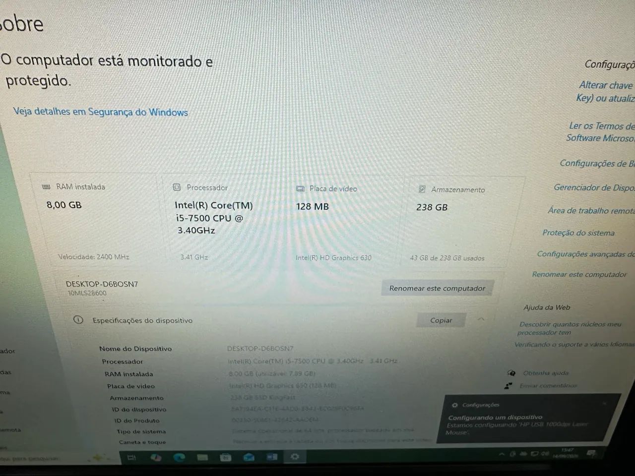 Gamer i5 8 sétima geração ddr4 no ssd 240 tela 20 polegadas  - Foto 2