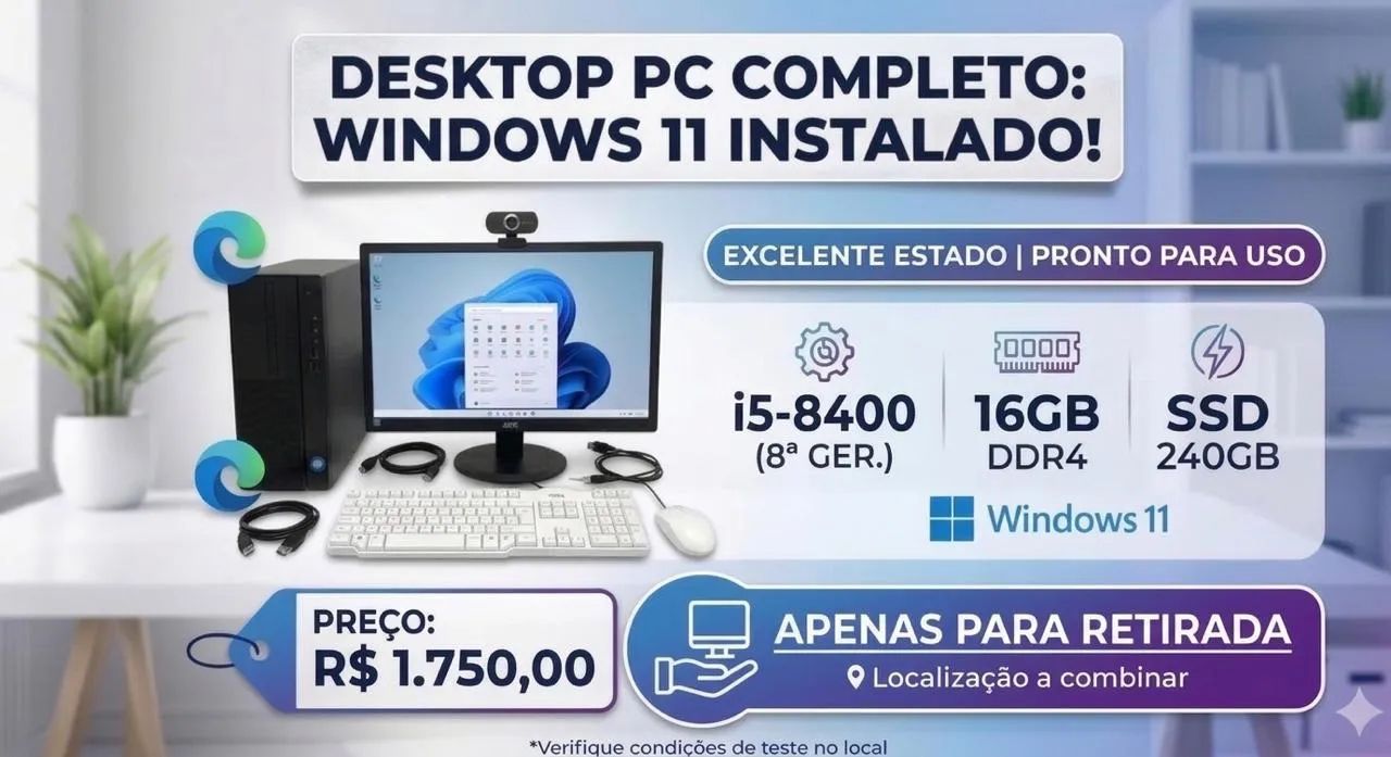PC i5 8 Geração 16ram 240Gb SSD