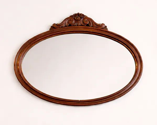 Espelho Oval Clássico em Jacarandá - Peça de Antiquário Impecável