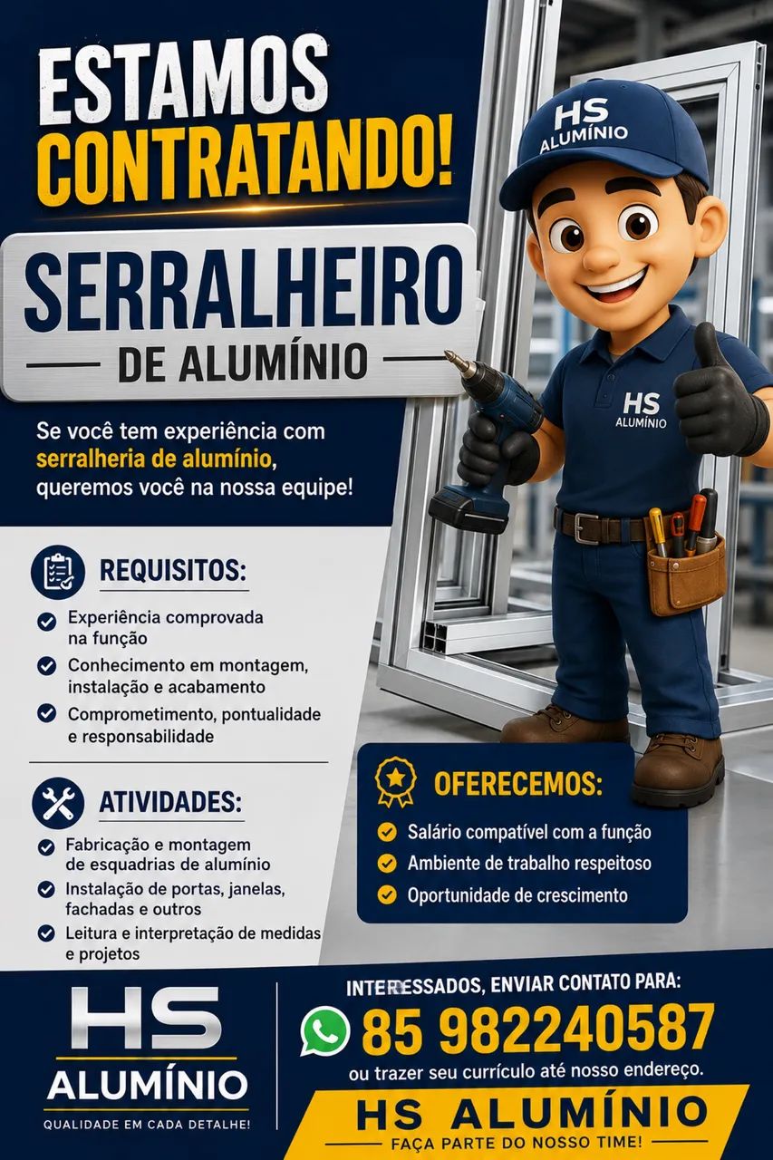 VAGA PARA SERRALHEIRO DE ALUMÍNIO 
