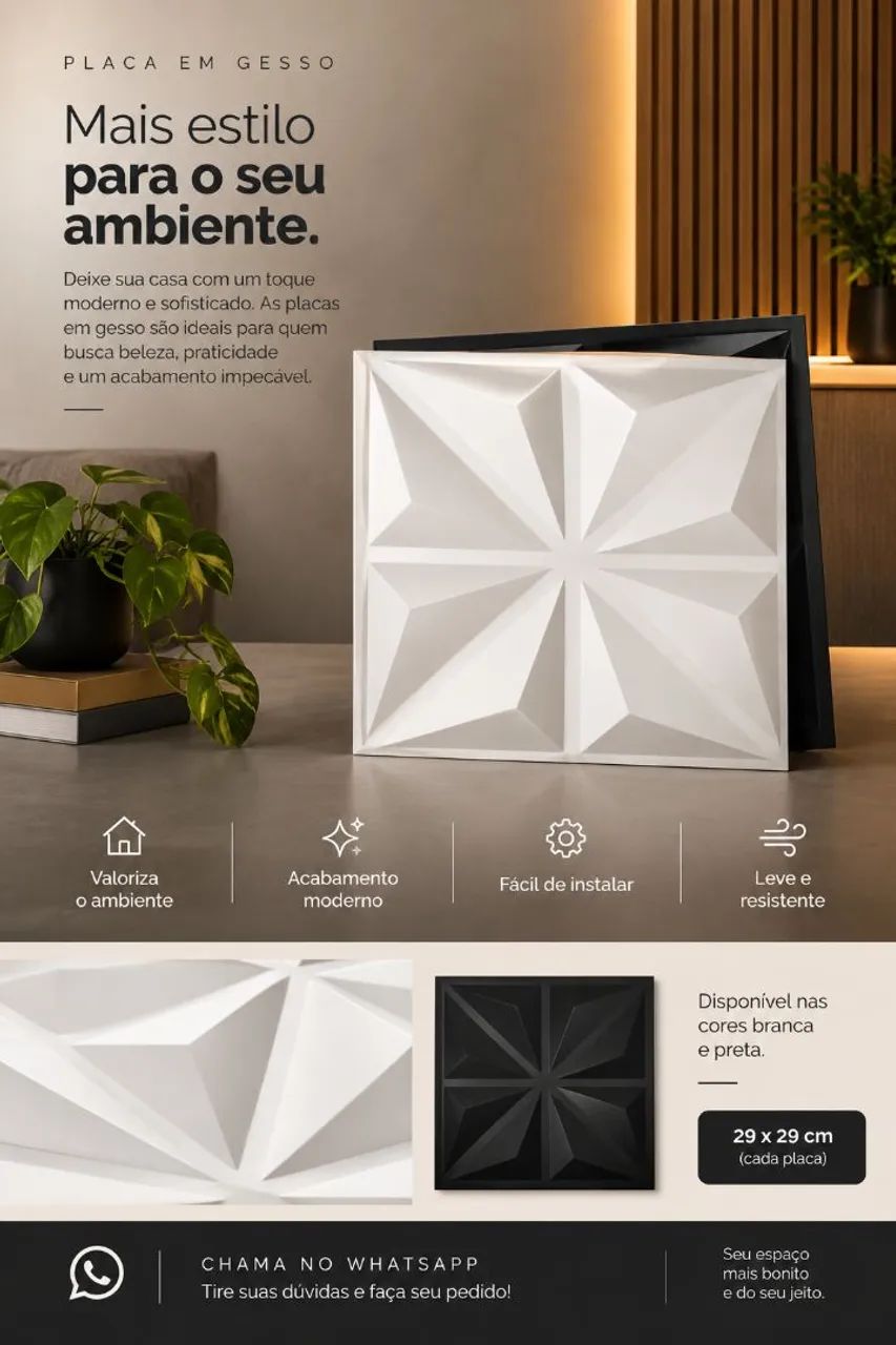 Placa em gesso para decoração 