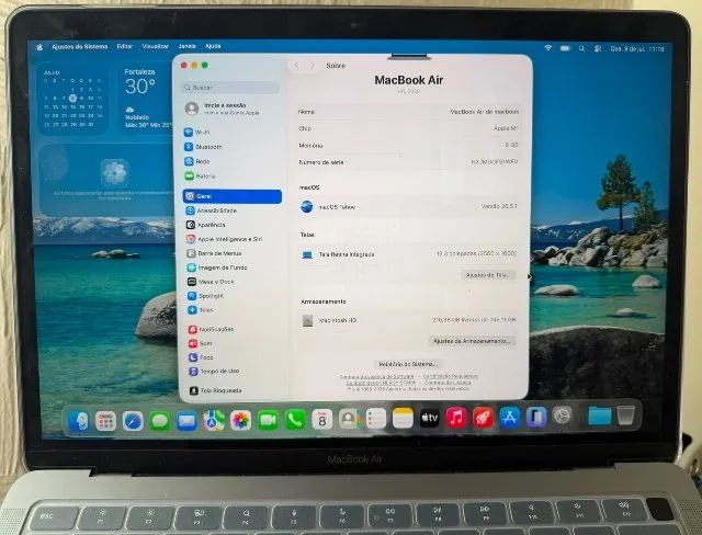 MacBook Air M1 2020 8GB 256GB 13,3 polegadas com carregador - saúde da bateria 95%  - Foto 3