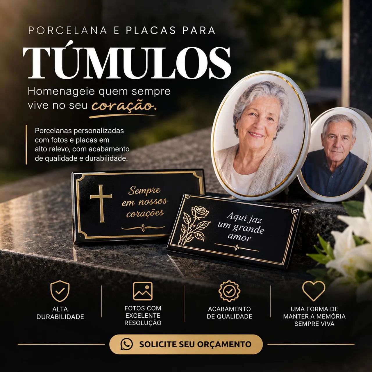 Porcelana e placas para Lápides