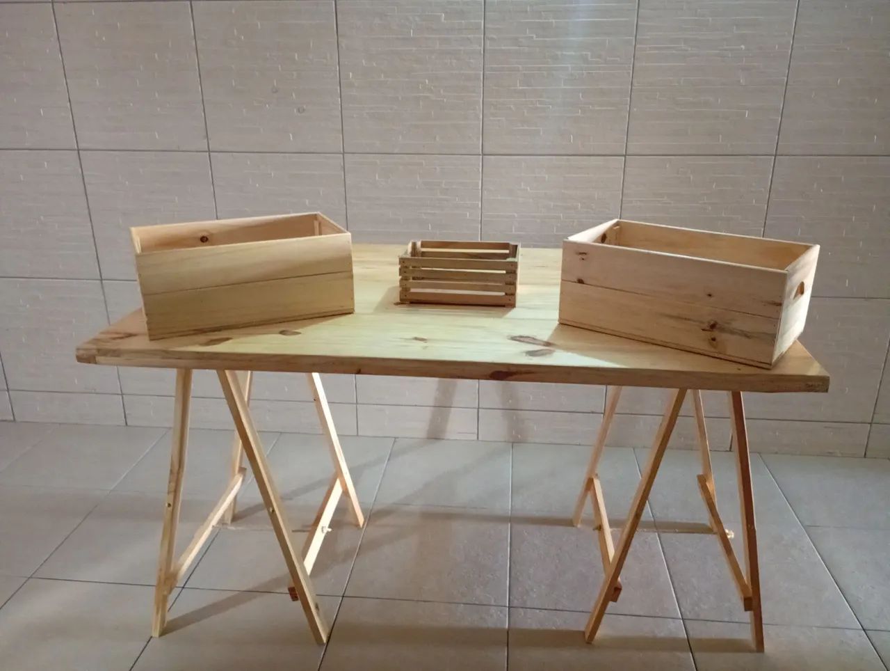 Mesa Pallet com cavaletes - Foto 5