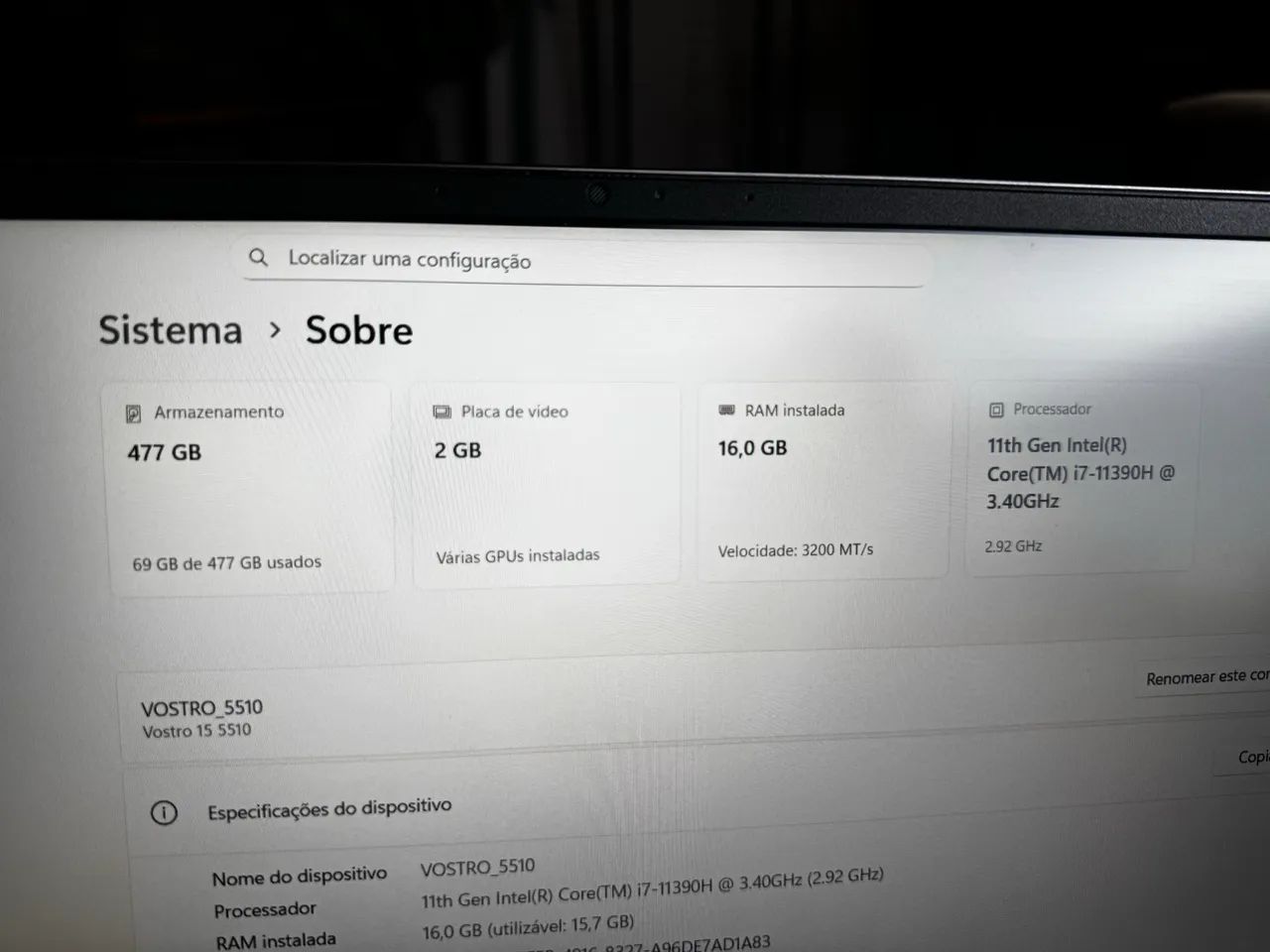 Notebook Dell Vostro 5510 Intel i7-11390H | 16GB RAM | Nvidia 2GB | 512GB SSD - Foto 3