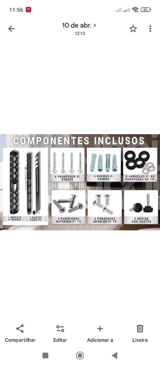 SUPORTE PARA TV MODELO PAINEL E PAREDE DE 32 A 75 POLEGADAS  - Foto 3