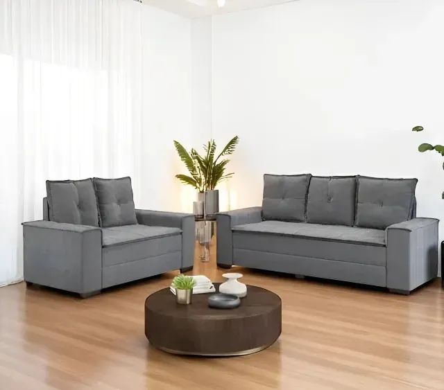 Sofá 2 e 3 lugares cinza  (trabalhamos com outras cores e modelos)