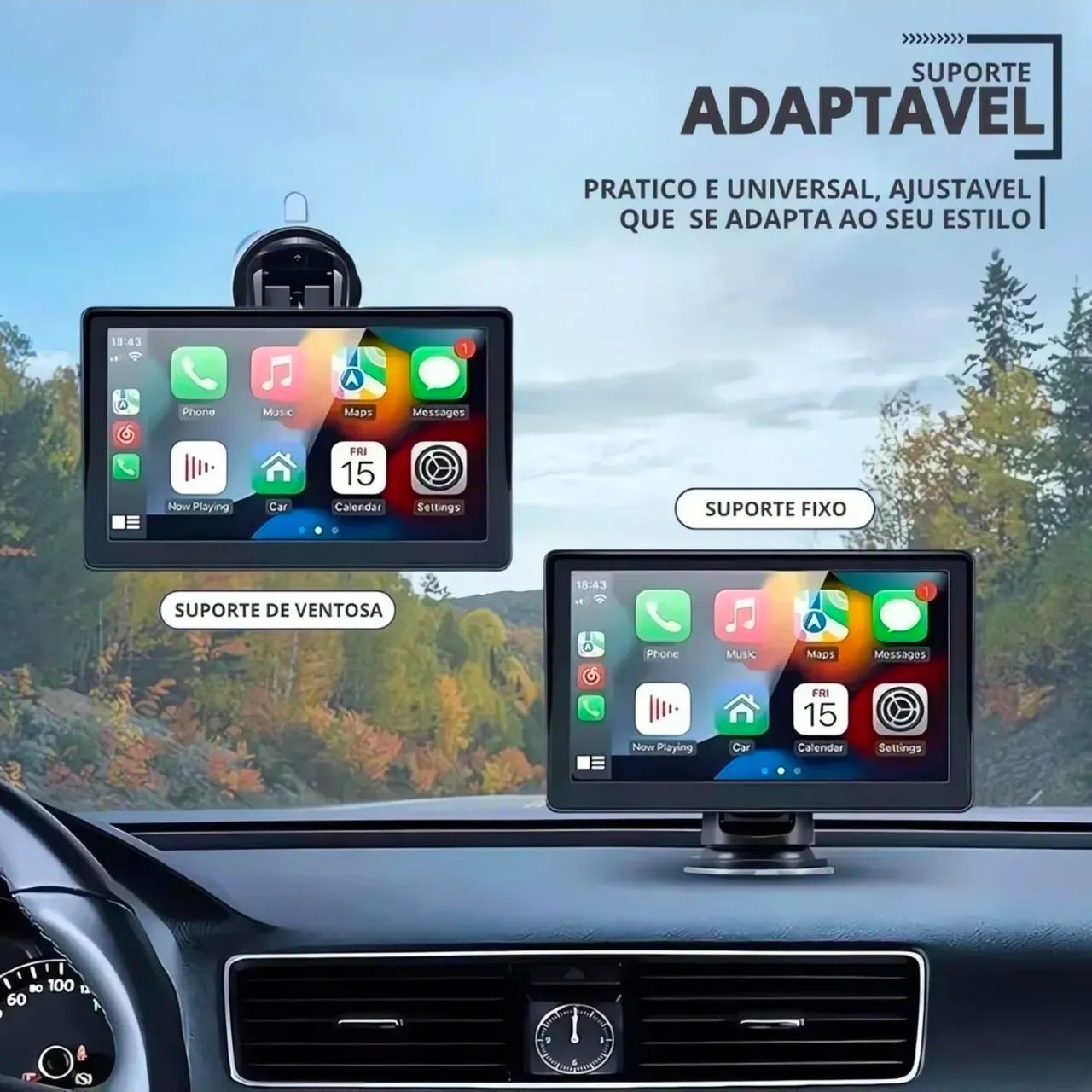 Tela Multimídia Automotiva 7 Polegadas com Android Auto e Apple Car Play sem Fio + Câmera  - Foto 5