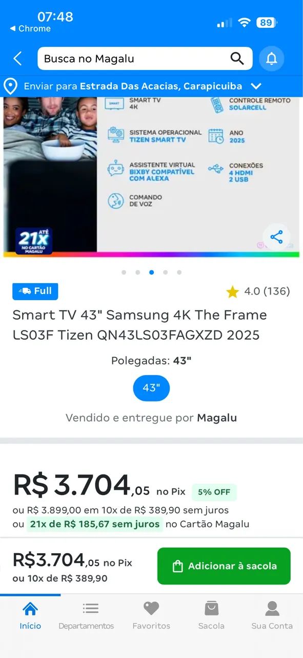 Tv Samsung 4k smart the frame - Foto 4