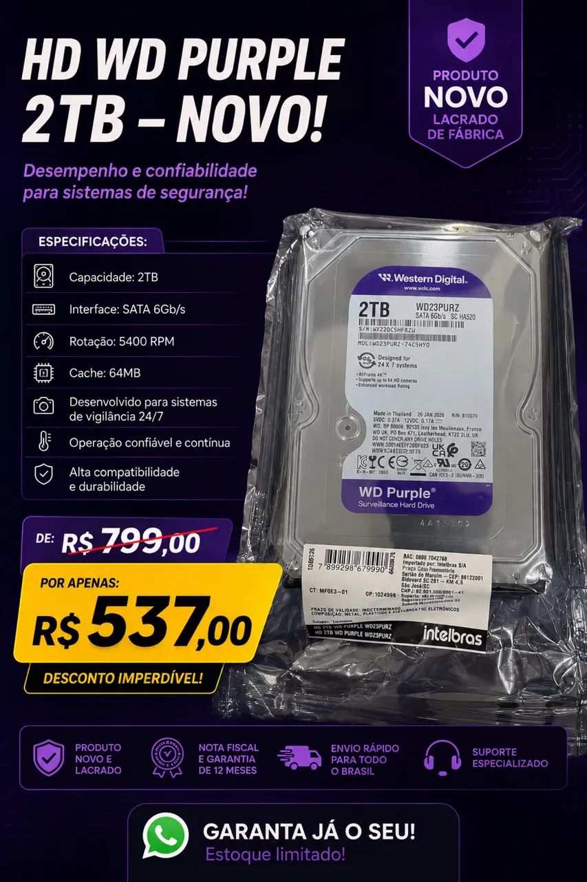 Hd wd intelbras novo lacrado