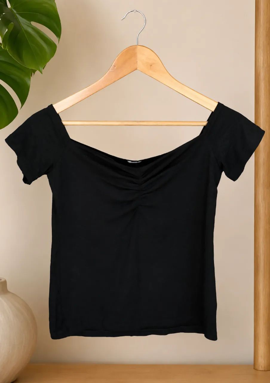 Blusa Cropped Feminino Ombro A Ombro - Foto 2