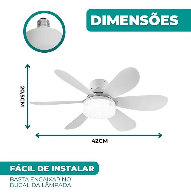 Ventilador De Teto 60w Com Controle E Soquete E27 Silencioso - Foto 4