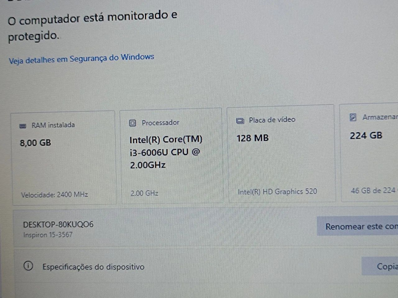 Dell Inspiron 15 I3 6a geração 8Gb RAM 1TB HD - Foto 2