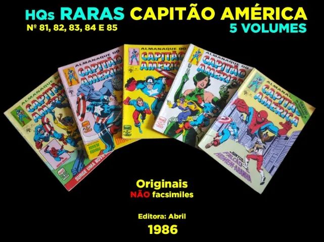 HQS RARAS CAPITÃO AMERICA Nº 81 A 85 - Editora Abril - 1986