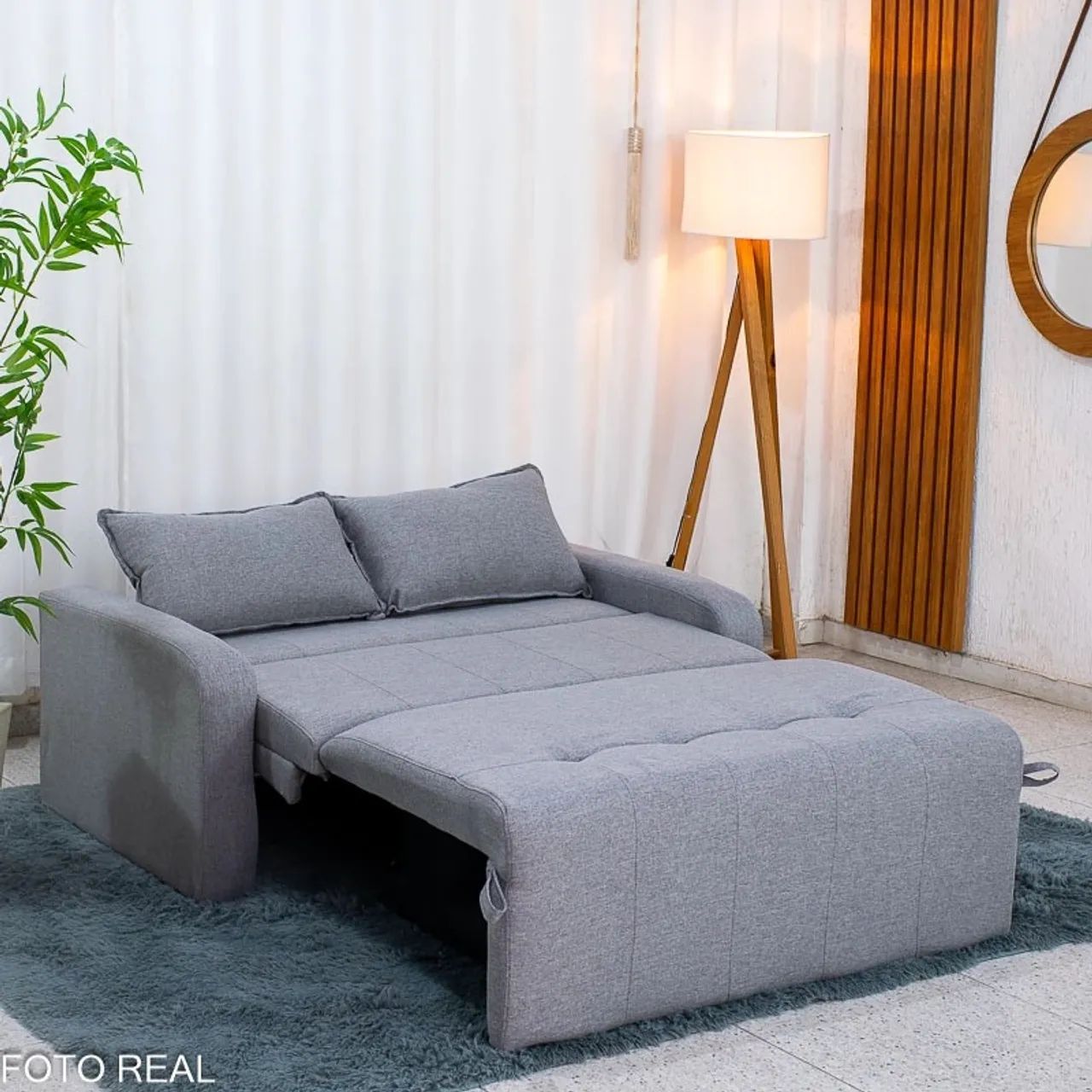 Sofá Cama Amora New Larg. 1.37m Linho Cinza Entrega Rápida - Foto 2