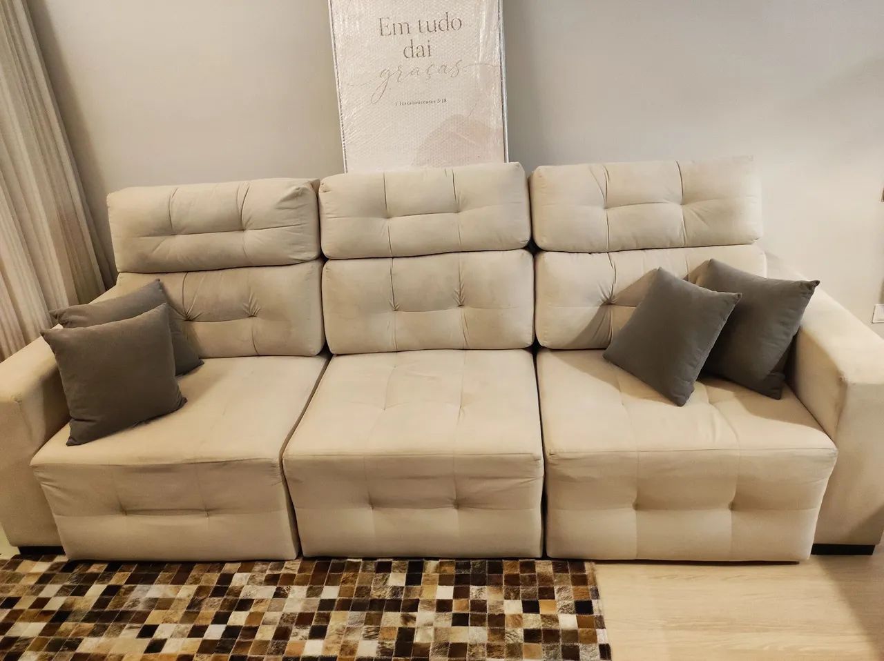 Sofá retrátil reclinável 3 lugares  - Foto 4