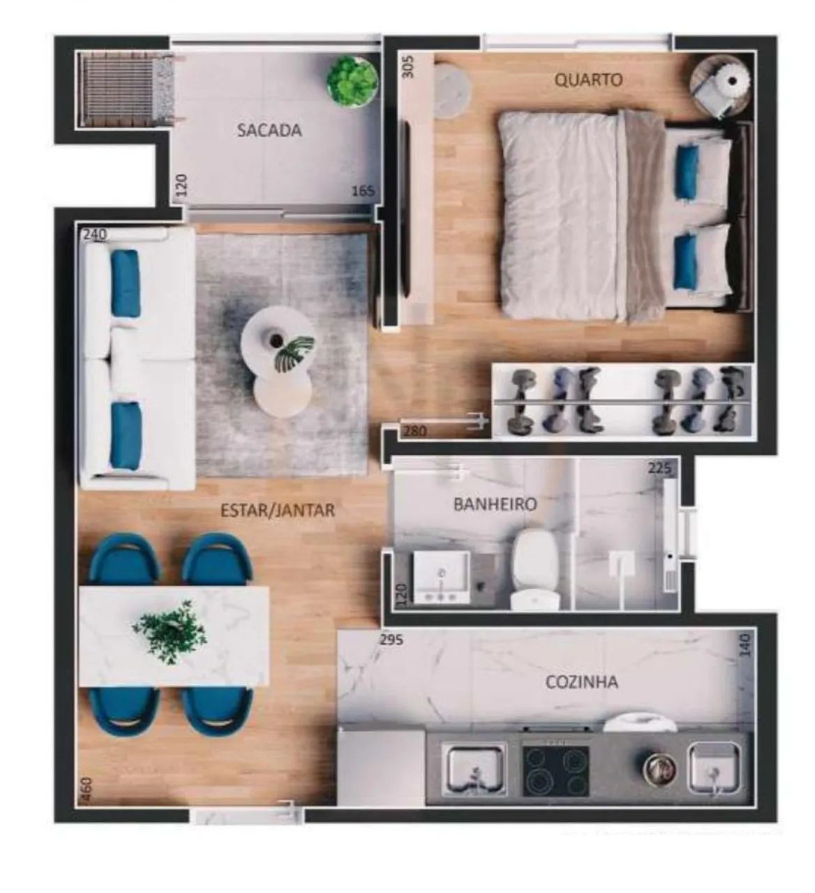 Apartamento de um dormitório com sacada com churrasqueira - Foto 3