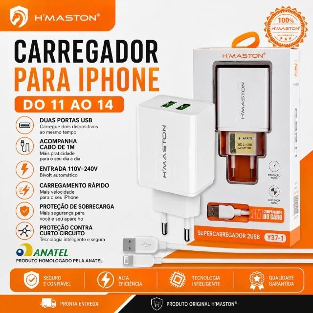 Carregador Para iPhone Do 11 Ao 14 H'maston - Foto 4