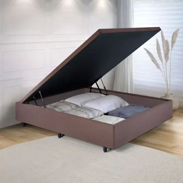 Cama Base Box Baú Viúva Chocolate