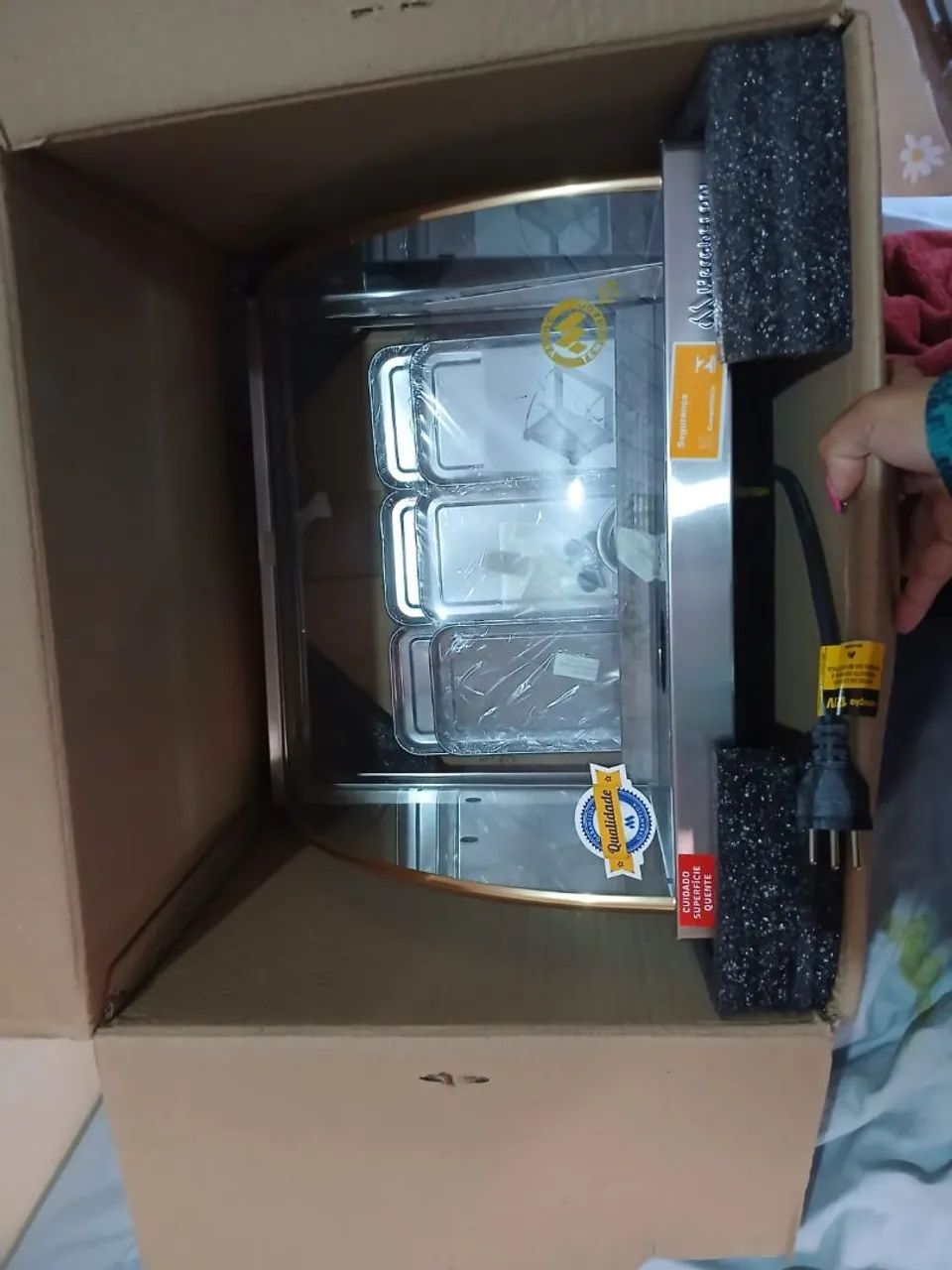 Estufa ouro pra salgados curvada dupla com 6 bandejas 127 v - Foto 5