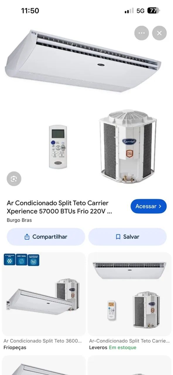 Ar-condicionado carrier 57000btus