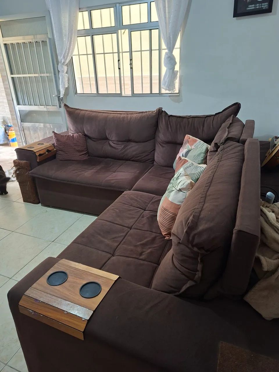Sofa retrátil e reclinável usado 5,6 lugares65704308482561123