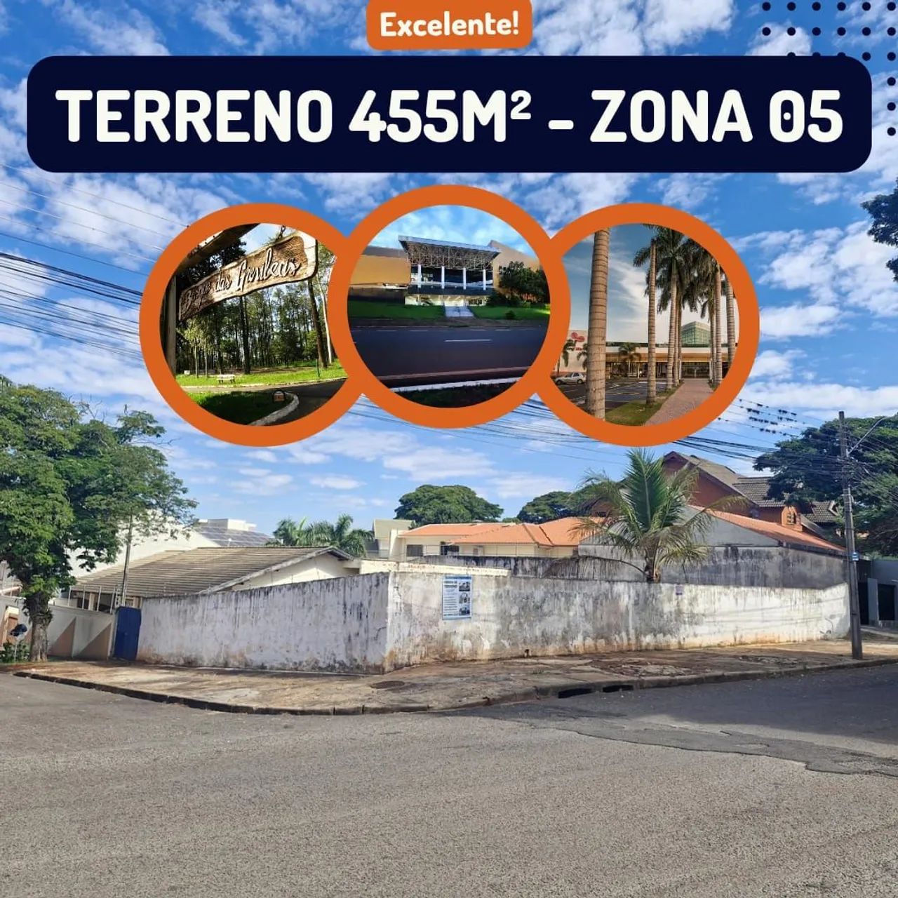Ótimo Terreno Esquina 455m² Resid./Comerc. Zona 05 - Próx. Calil Haddad e Bosque das Grev.
