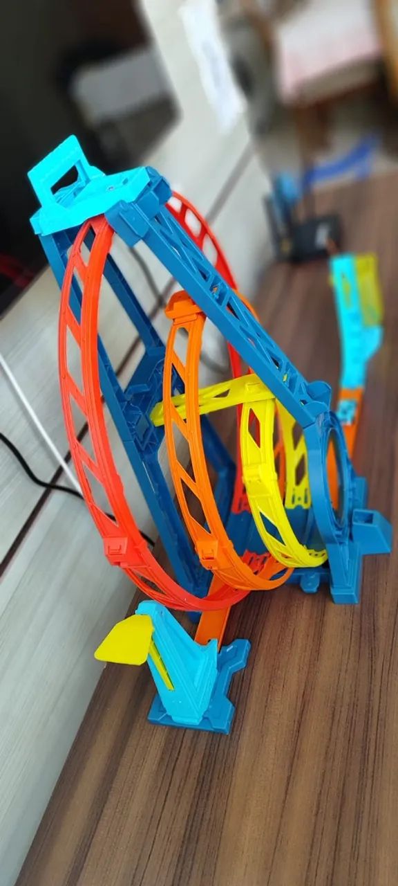pista de percurso e veículo hot wheels track builder looping triplo mattel - Foto 4