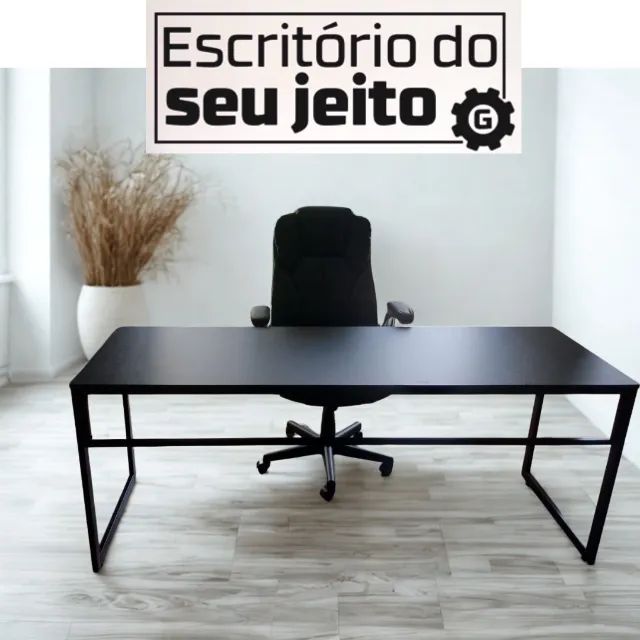 Escrivaninha 1,80m NOVA Mesa Estilo Industrial Multiuso Computador Gamer Notebook Office - Foto 3