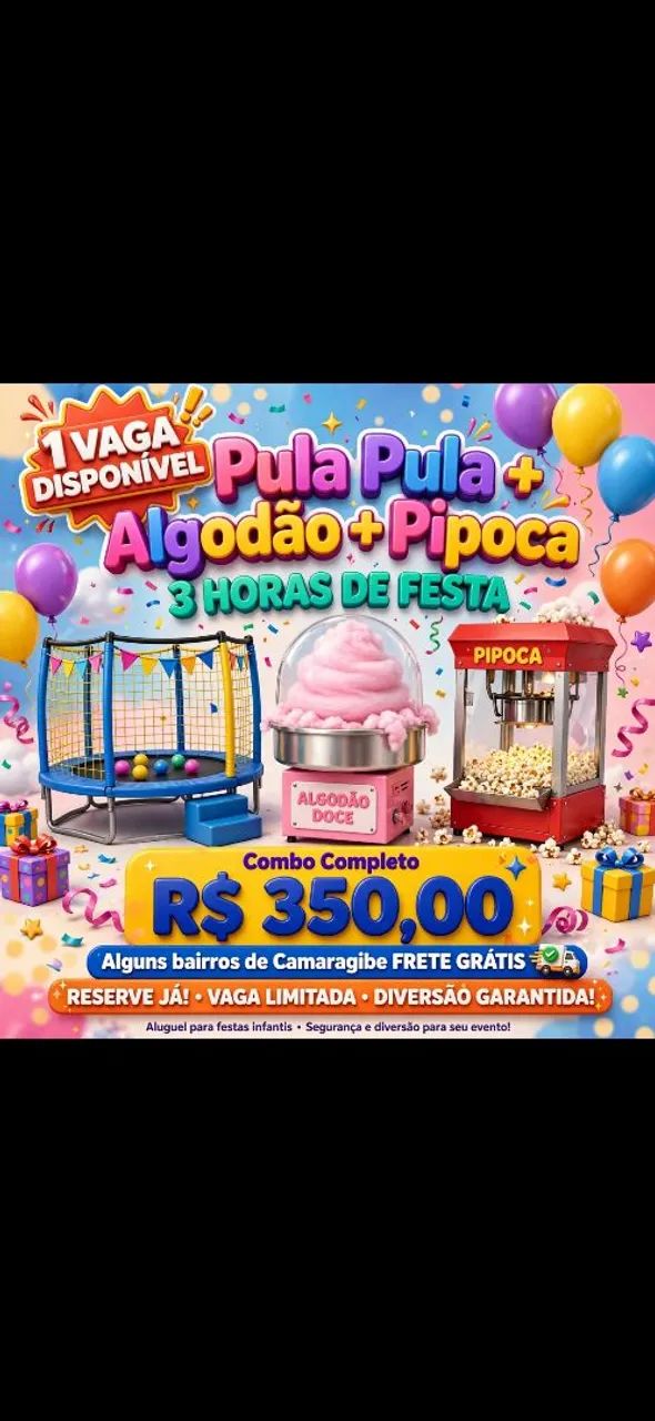 ALGODÃO DOCE PUPOCA E CAMA ELASTICA 