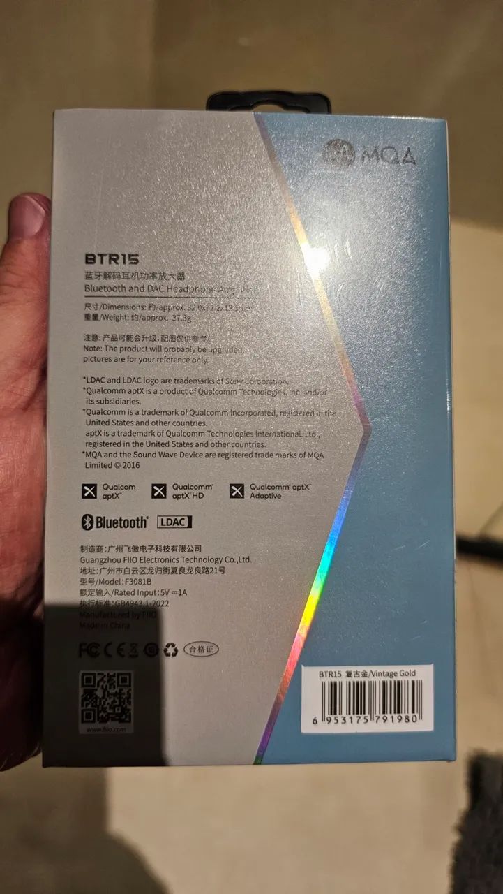 Receptor BT Fiio BTR15 Gold DAC e Amplificador DSD LACRADO - Foto 6