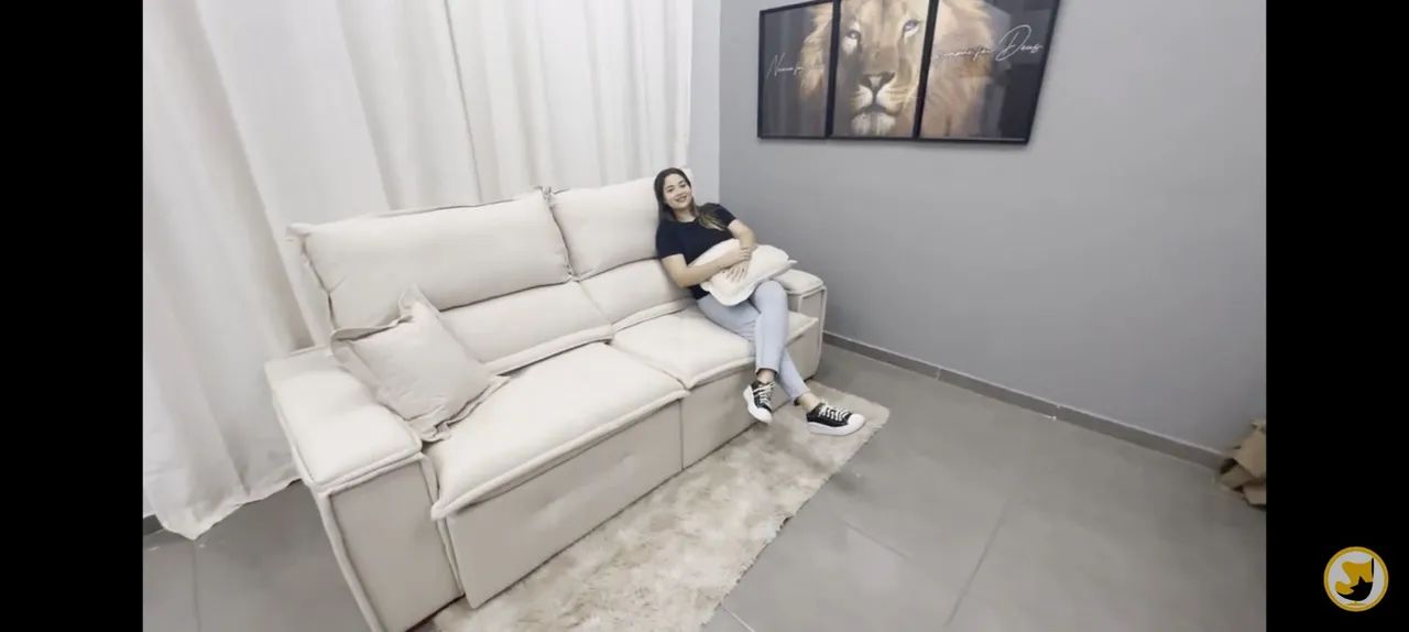 Sofá retrátil e reclinavel Vicam 028 molas tecido linho ou veludo / frete grátis   - Foto 4