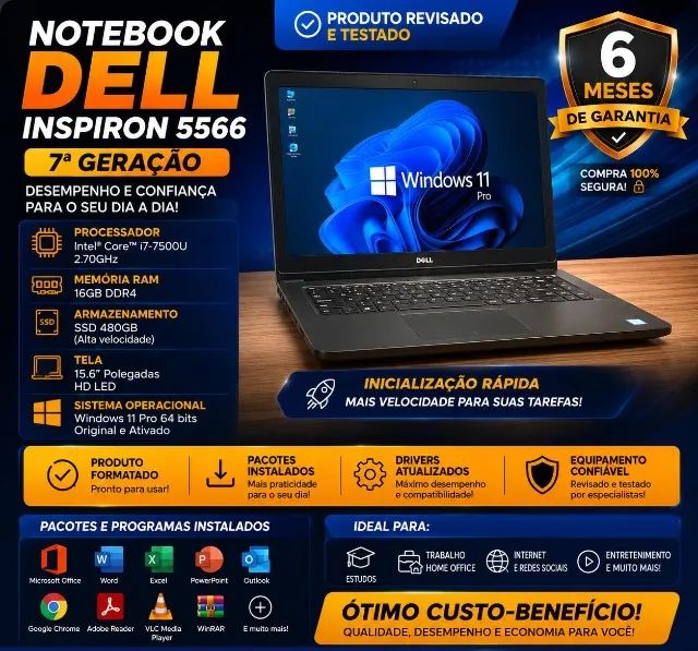 NOTEBOOK DELL INSPIRON 5566 i7 GERAÇÃO 7