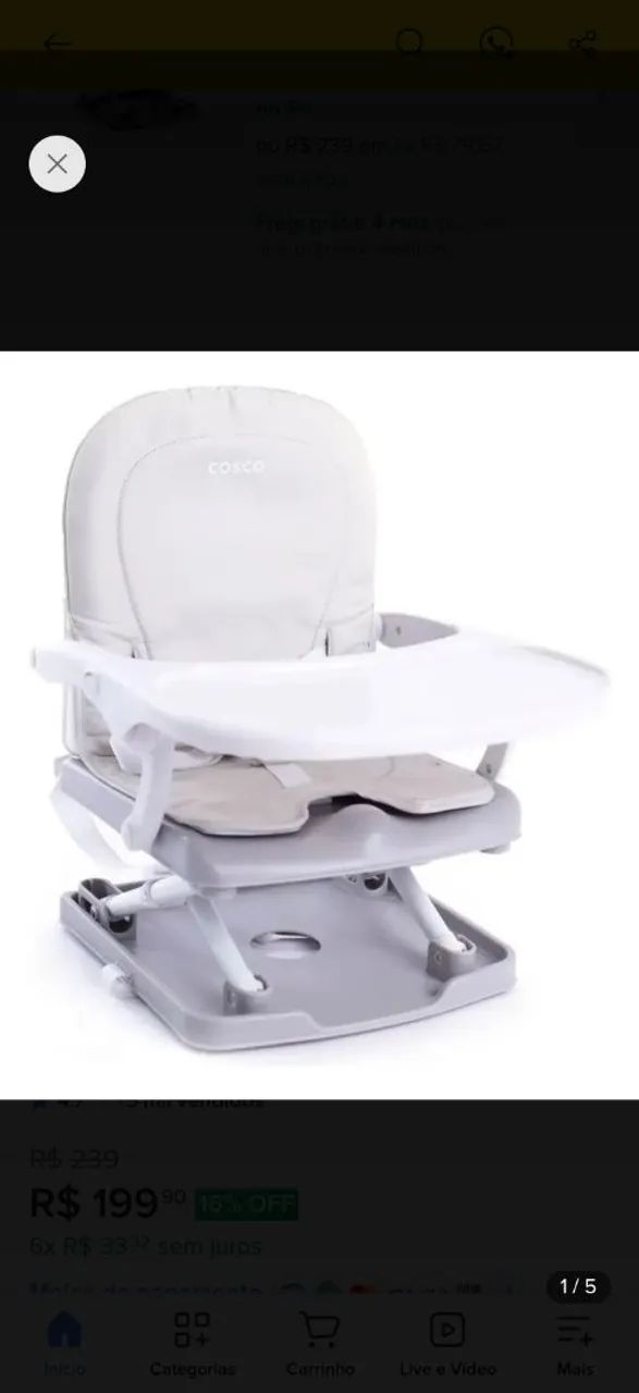 Cadeirinha de alimentação bebê kids 