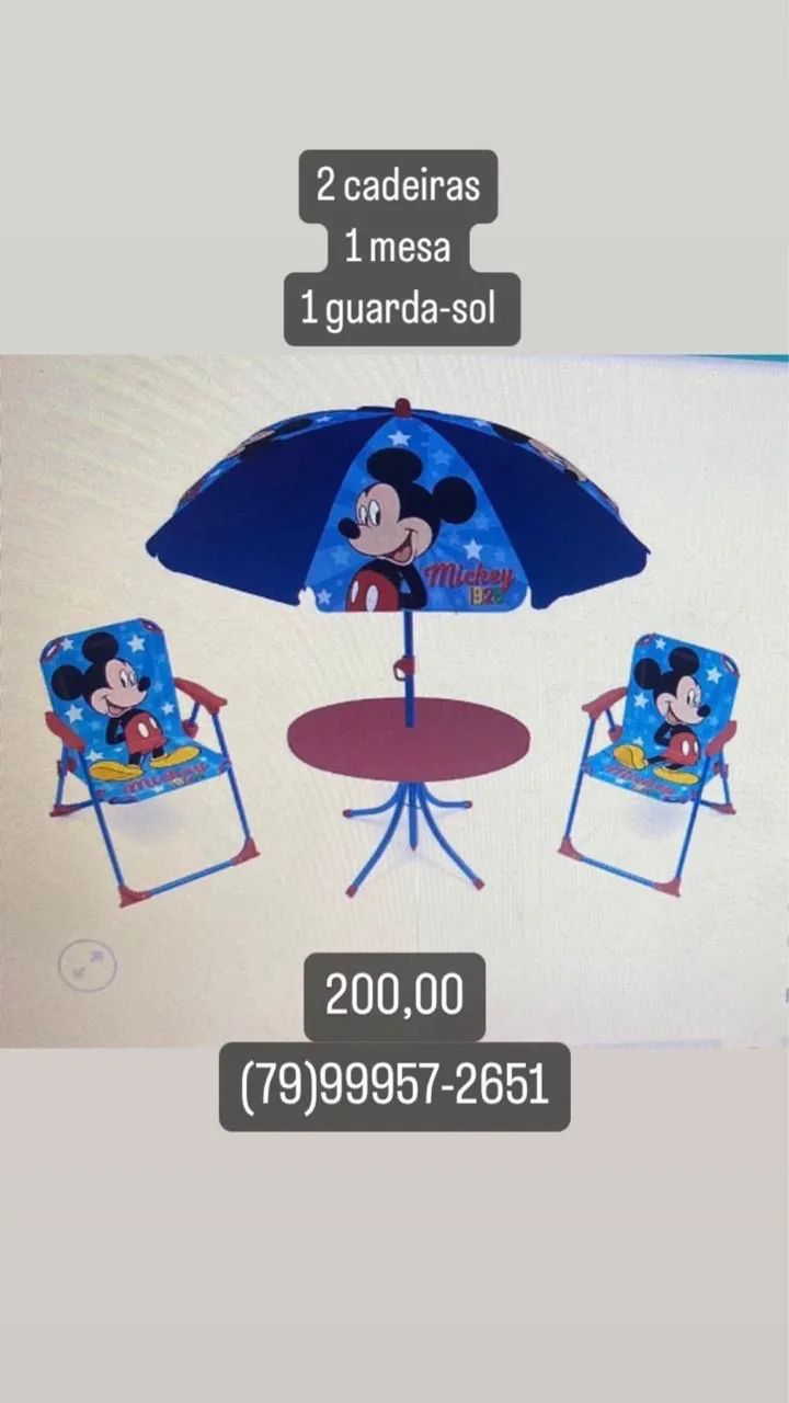 Mesa e cadeiras de praia infantil 