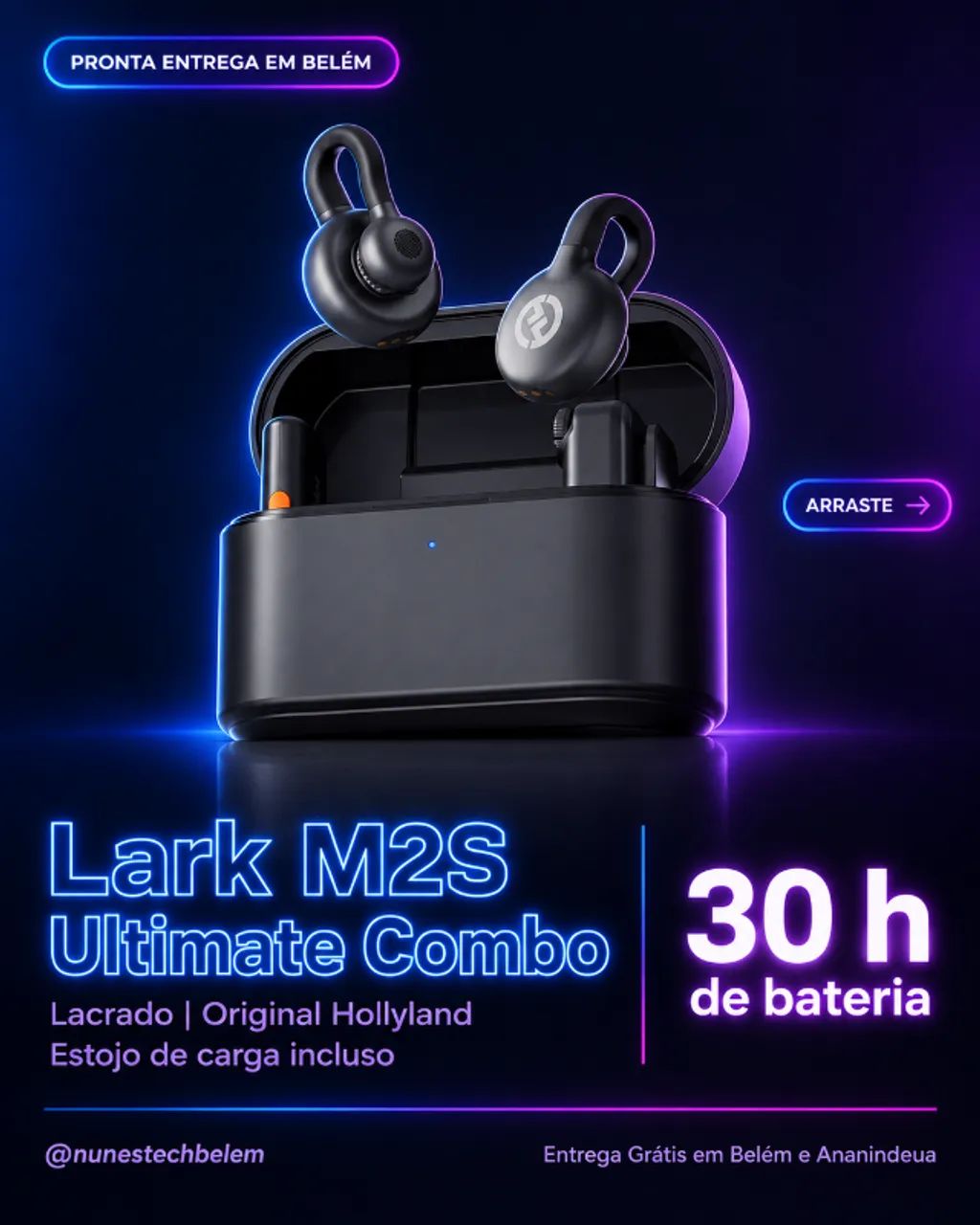 Hollyland Lark M2S Ultimate Combo - Microfone sem fio para câmera/iPhone/Android/Notebook