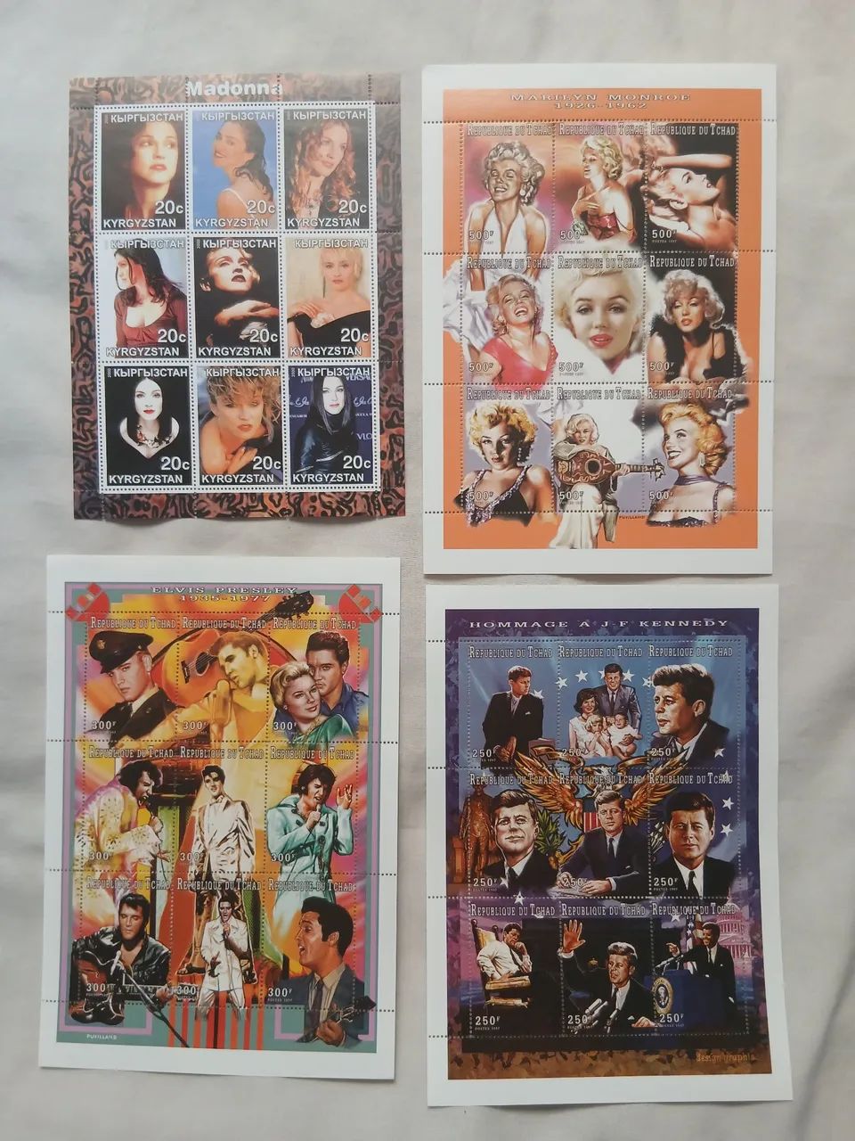 Lote de selos personalidades,  música,  cinema, madonna