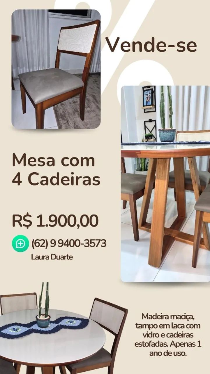 Mesa redonda com 4 cadeiras 