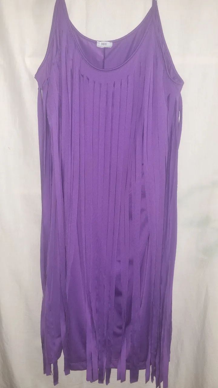 Vestido roxo franjado de malha plus size  - Foto 3